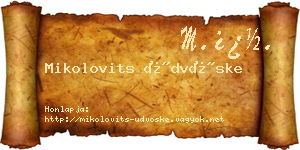 Mikolovits Üdvöske névjegykártya